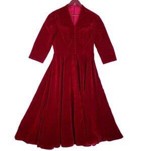 NEW A Line Red Velvet Party Wedding Guest Cocktail Dress Women's 6
